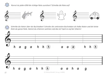 Noten lernen für Gitarre – Merlins Kritzelnotenbuch